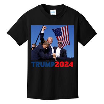 Trump 2024 Us Flag Donald Trump Election Rally Shooting 2024 Kids T-Shirt