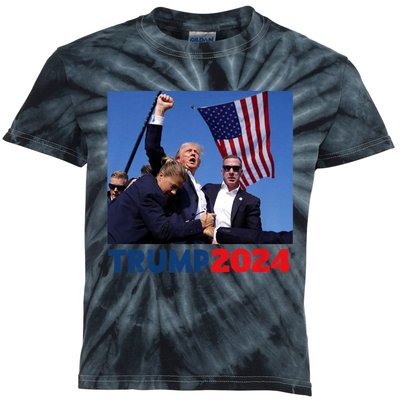 Trump 2024 Us Flag Donald Trump Election Rally Shooting 2024 Kids Tie-Dye T-Shirt