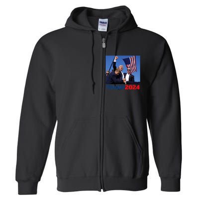 Trump 2024 Us Flag Donald Trump Election Rally Shooting 2024 Full Zip Hoodie