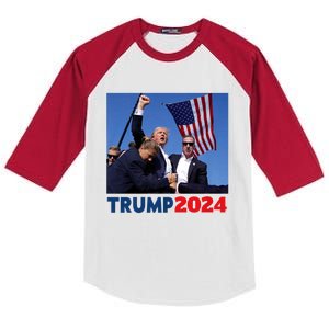 Trump 2024 Us Flag Donald Trump Election Rally Shooting 2024 Kids Colorblock Raglan Jersey