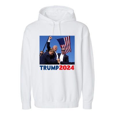 Trump 2024 Us Flag Donald Trump Election Rally Shooting 2024 Garment-Dyed Fleece Hoodie