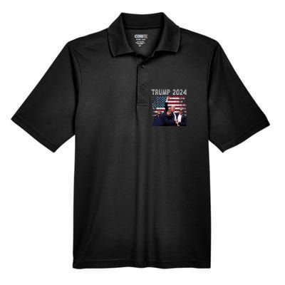 Trump 2024 Us Flag Donald Trump Election Rally Shooting 2024 Men's Origin Performance Pique Polo