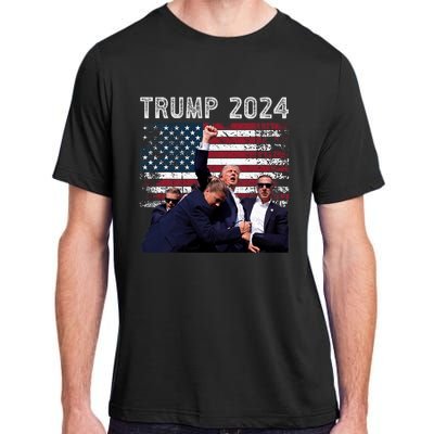 Trump 2024 Us Flag Donald Trump Election Rally Shooting 2024 Adult ChromaSoft Performance T-Shirt