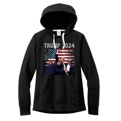 Trump 2024 Us Flag Donald Trump Election Rally Shooting 2024 Women's Fleece Hoodie