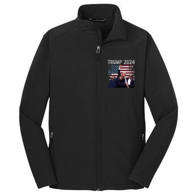 Trump 2024 Us Flag Donald Trump Election Rally Shooting 2024 Core Soft Shell Jacket