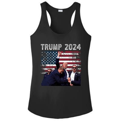 Trump 2024 Us Flag Donald Trump Election Rally Shooting 2024 Ladies PosiCharge Competitor Racerback Tank