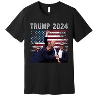 Trump 2024 Us Flag Donald Trump Election Rally Shooting 2024 Premium T-Shirt