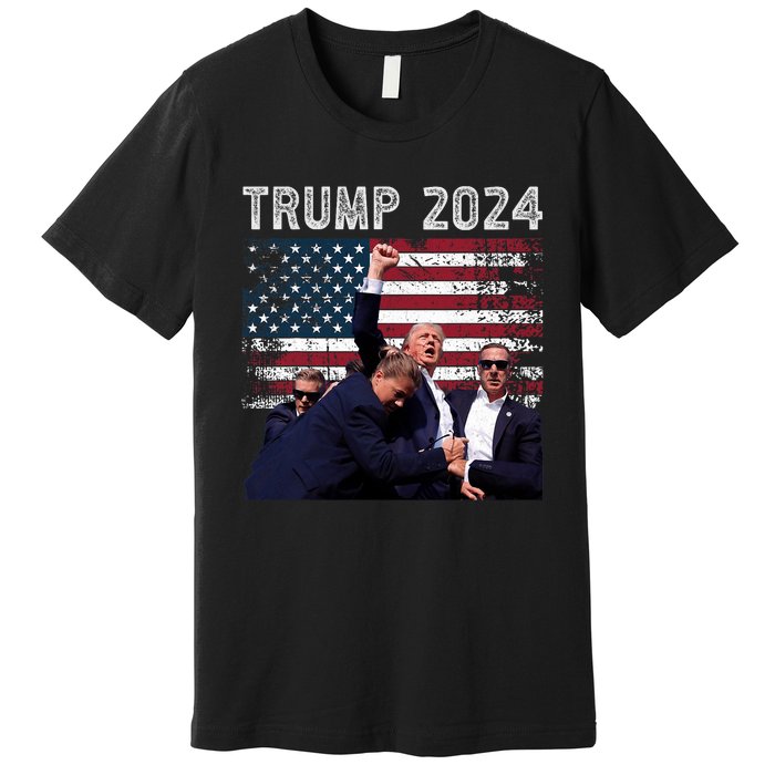 Trump 2024 Us Flag Donald Trump Election Rally Shooting 2024 Premium T-Shirt