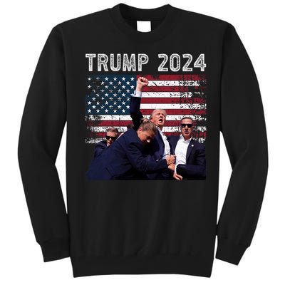 Trump 2024 Us Flag Donald Trump Election Rally Shooting 2024 Tall Sweatshirt