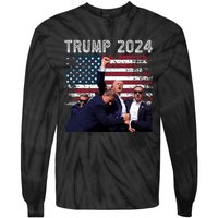 Trump 2024 Us Flag Donald Trump Election Rally Shooting 2024 Tie-Dye Long Sleeve Shirt