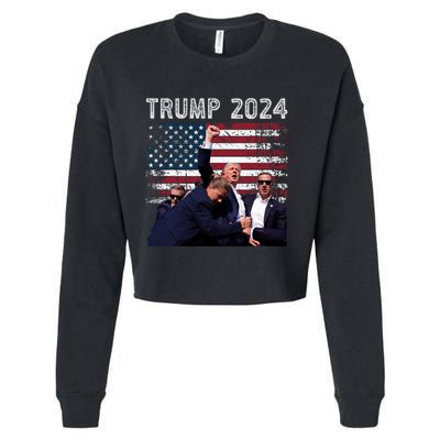 Trump 2024 Us Flag Donald Trump Election Rally Shooting 2024 Cropped Pullover Crew