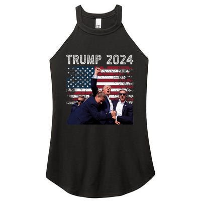 Trump 2024 Us Flag Donald Trump Election Rally Shooting 2024 Women's Perfect Tri Rocker Tank