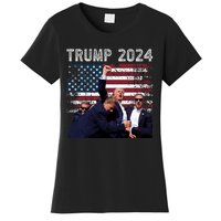 Trump 2024 Us Flag Donald Trump Election Rally Shooting 2024 Women's T-Shirt