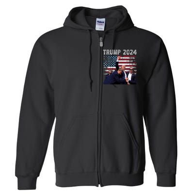 Trump 2024 Us Flag Donald Trump Election Rally Shooting 2024 Full Zip Hoodie