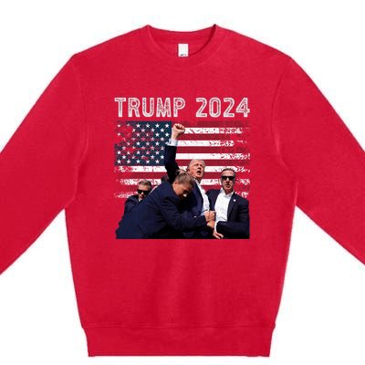 Trump 2024 Us Flag Donald Trump Election Rally Shooting 2024 Premium Crewneck Sweatshirt