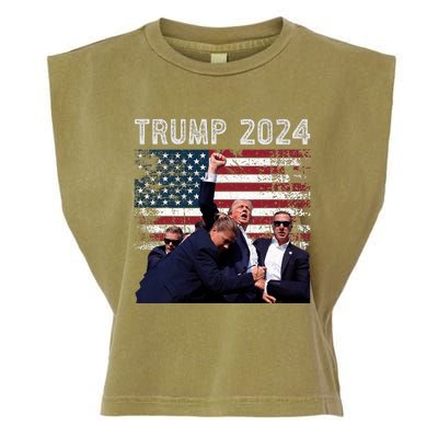 Trump 2024 Us Flag Donald Trump Election Rally Shooting 2024 Garment-Dyed Women's Muscle Tee