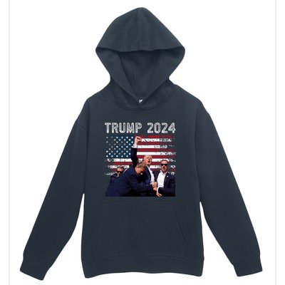 Trump 2024 Us Flag Donald Trump Election Rally Shooting 2024 Urban Pullover Hoodie