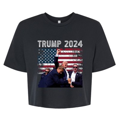 Trump 2024 Us Flag Donald Trump Election Rally Shooting 2024 Bella+Canvas Jersey Crop Tee