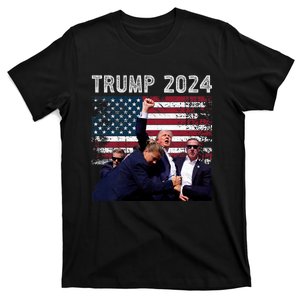 Trump 2024 Us Flag Donald Trump Election Rally Shooting 2024 T-Shirt