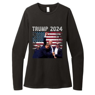 Trump 2024 Us Flag Donald Trump Election Rally Shooting 2024 Womens CVC Long Sleeve Shirt