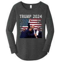 Trump 2024 Us Flag Donald Trump Election Rally Shooting 2024 Women's Perfect Tri Tunic Long Sleeve Shirt