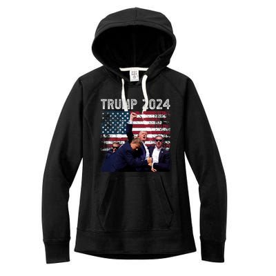 Trump 2024 Us Flag Donald Trump Election Rally Shooting 2024 Women's Fleece Hoodie