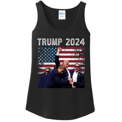 Trump 2024 Us Flag Donald Trump Election Rally Shooting 2024 Ladies Essential Tank