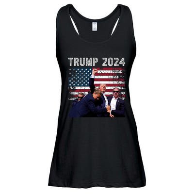 Trump 2024 Us Flag Donald Trump Election Rally Shooting 2024 Ladies Essential Flowy Tank