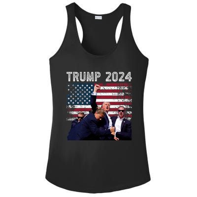 Trump 2024 Us Flag Donald Trump Election Rally Shooting 2024 Ladies PosiCharge Competitor Racerback Tank