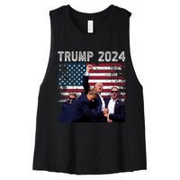 Trump 2024 Us Flag Donald Trump Election Rally Shooting 2024 Women's Racerback Cropped Tank