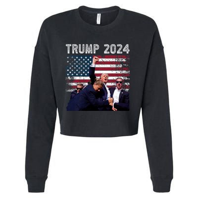 Trump 2024 Us Flag Donald Trump Election Rally Shooting 2024 Cropped Pullover Crew