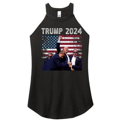 Trump 2024 Us Flag Donald Trump Election Rally Shooting 2024 Women's Perfect Tri Rocker Tank