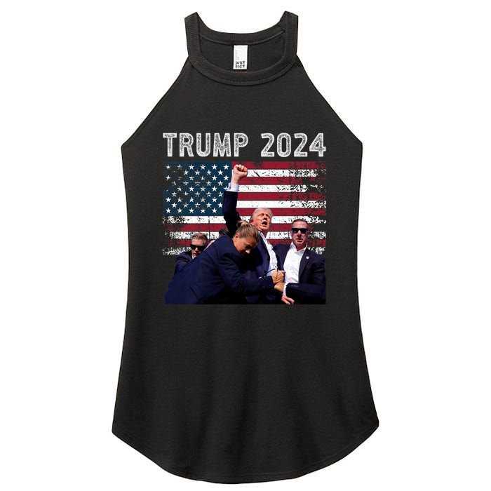 Trump 2024 Us Flag Donald Trump Election Rally Shooting 2024 Women's Perfect Tri Rocker Tank