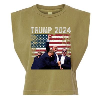 Trump 2024 Us Flag Donald Trump Election Rally Shooting 2024 Garment-Dyed Women's Muscle Tee