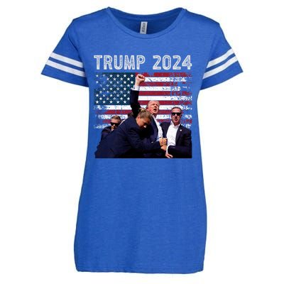 Trump 2024 Us Flag Donald Trump Election Rally Shooting 2024 Enza Ladies Jersey Football T-Shirt