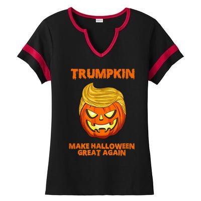 Trumpkin 2024 Usa Make Halloween Great Again Funny Ladies Halftime Notch Neck Tee