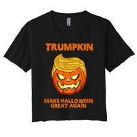 Trumpkin 2024 Usa Make Halloween Great Again Funny Women's Crop Top Tee