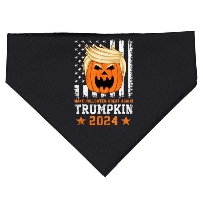 Trumpkin 2024 Usa Make Halloween Great Again Funny Trump USA-Made Doggie Bandana