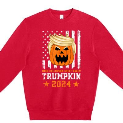 Trumpkin 2024 Usa Make Halloween Great Again Funny Trump Premium Crewneck Sweatshirt