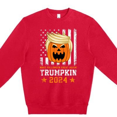 Trumpkin 2024 Usa Make Halloween Great Again Funny Trump Premium Crewneck Sweatshirt