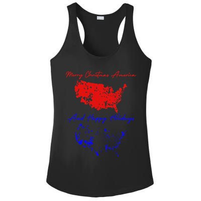 Trump 2024 Usa Map Happy Holidays Merry Christmas Ladies PosiCharge Competitor Racerback Tank