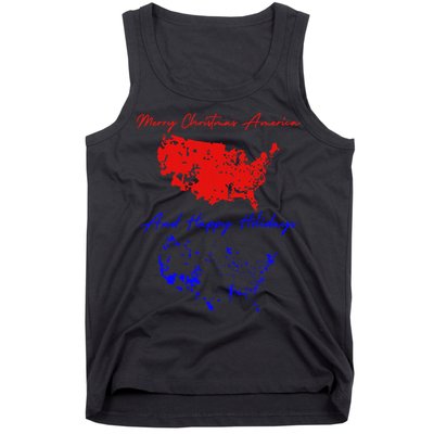Trump 2024 Usa Map Happy Holidays Merry Christmas Tank Top
