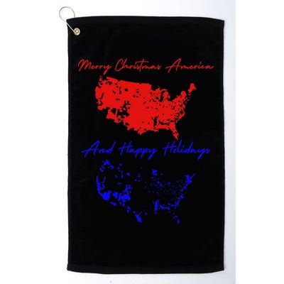 Trump 2024 Usa Map Happy Holidays Merry Christmas Golf Towel