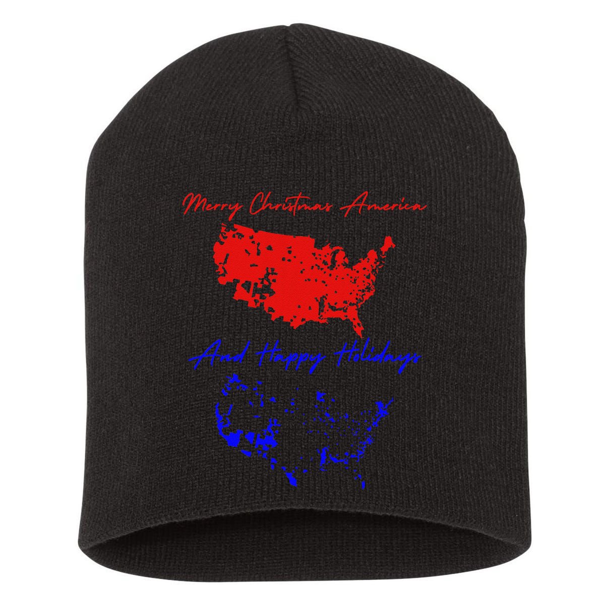 Trump 2024 Usa Map Happy Holidays Merry Christmas Short Acrylic Beanie