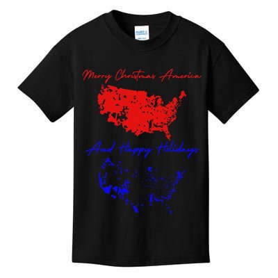 Trump 2024 Usa Map Happy Holidays Merry Christmas Kids T-Shirt