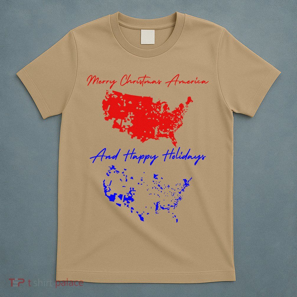 Trump 2024 Usa Map Happy Holidays Merry Christmas T-Shirt