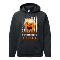 Trumpkin 2024 Usa Make Halloween Great Again Funny Trump Performance Fleece Hoodie