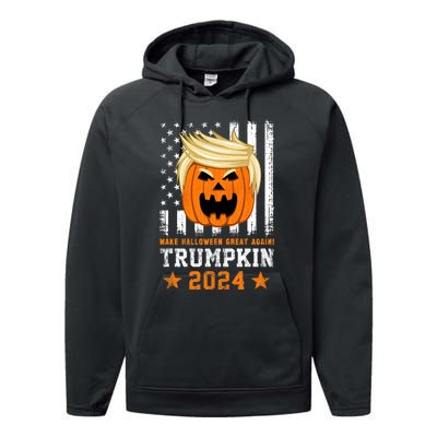 Trumpkin 2024 Usa Make Halloween Great Again Funny Trump Performance Fleece Hoodie