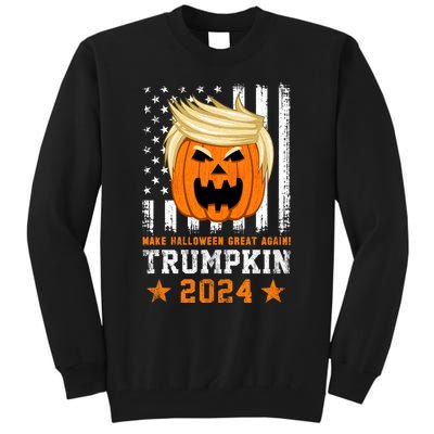 Trumpkin 2024 Usa Make Halloween Great Again Funny Trump Tall Sweatshirt