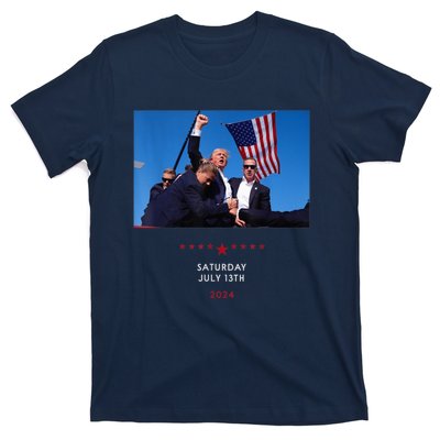 Trump 2024 Us Flag Donald Trump Election Rally Shooting 2024 T-Shirt